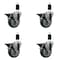 Service Caster 4'' Gray Poly Swivel 1-3/8'' Expanding Stem Caster Set with Brake, 4PK SCC-EX20S414-PPUB-PLB-138-4 - alternate 1